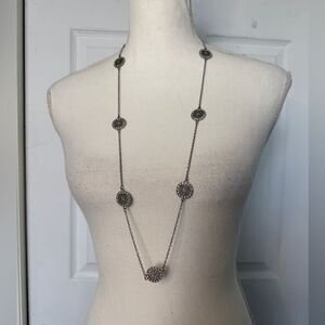 Vintage Byzantine Mediterranean Medieval Style Silver Colored Layering Necklace